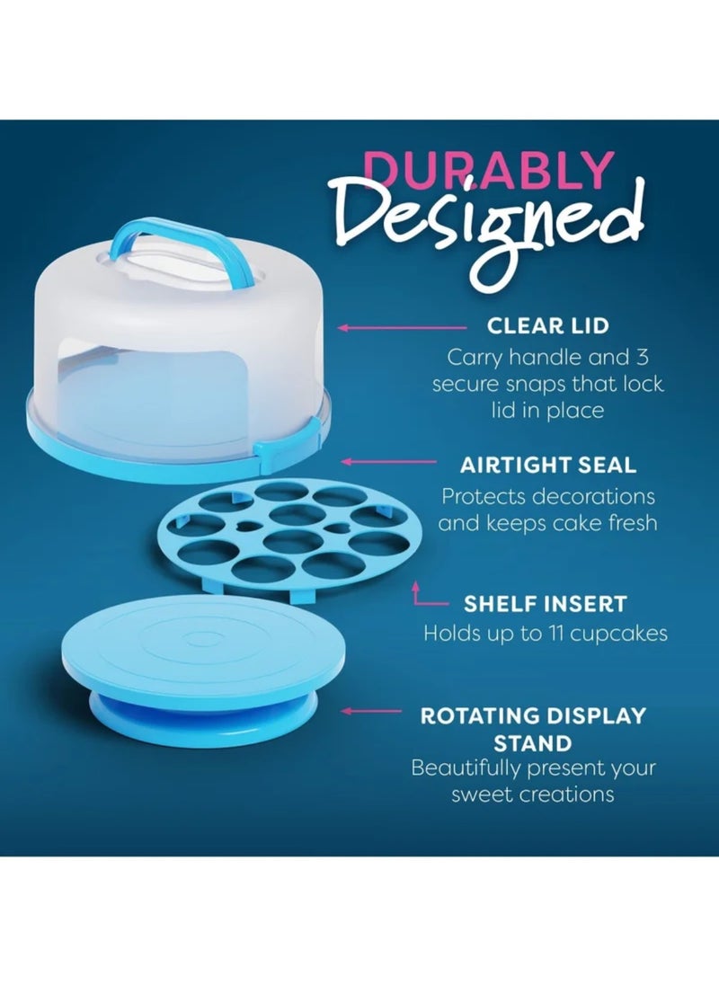 Cake Cupcake Carrier with Lid and Handle Cake Stand Plate with Dome10 inch Round