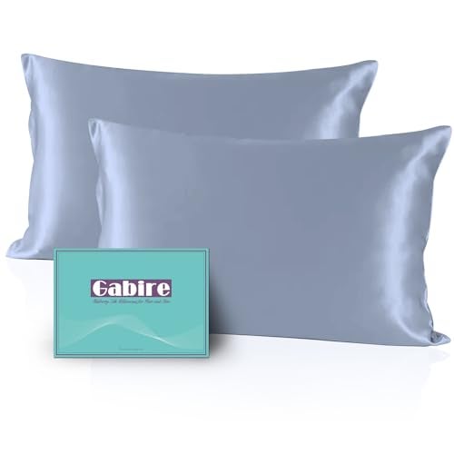Gabire Mulberry Silk Pillowcases Set of 2 Both Sides Real Silk Pillowcase for Hair and Skin Cool Pillowcase Organic Silk Pillowcase 2 Pack with Hidden Zipper Dusty Blue Standard 2026 - Image 1