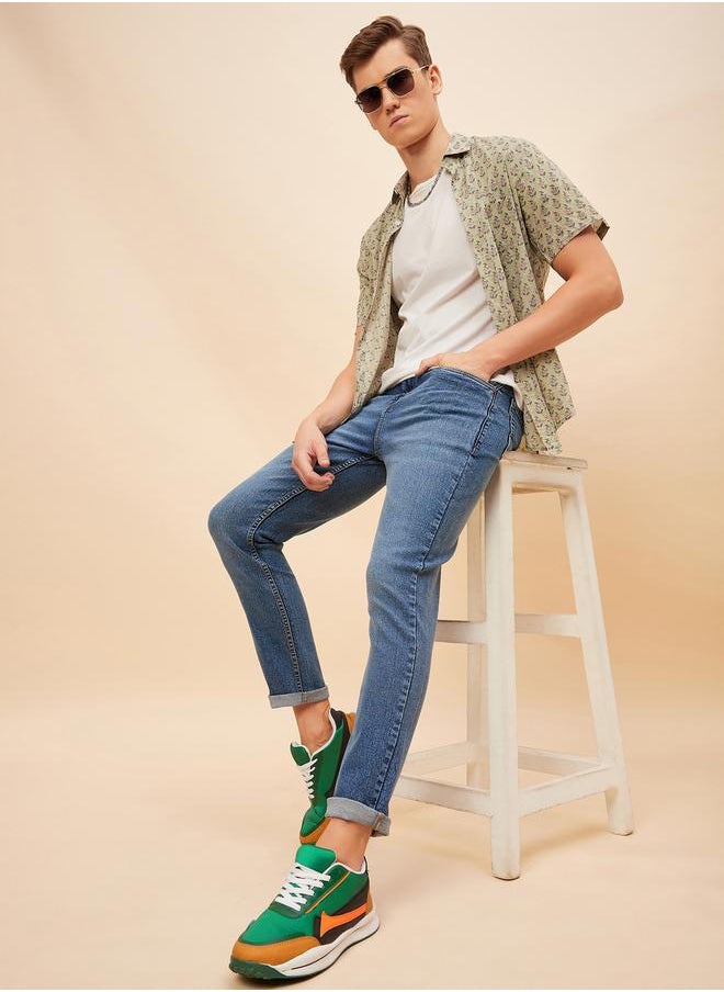 HIGH STAR - Mid Rise Faded Regular Fit Jeans by Styli - Image 1