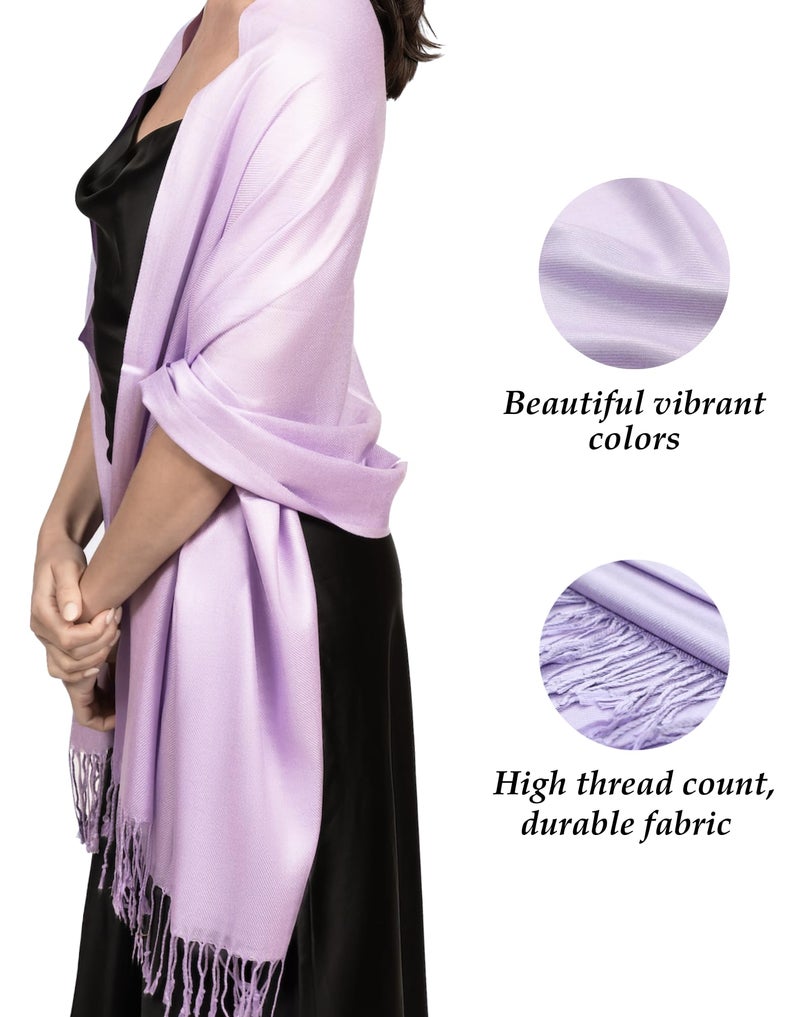 Achillea Soft Silky Pashmina Scarf for Women - Shawl Wrap for Evening Dresses, Bridesmaids, Weddings & Everyday Wear (Light Lavender) - Image 5