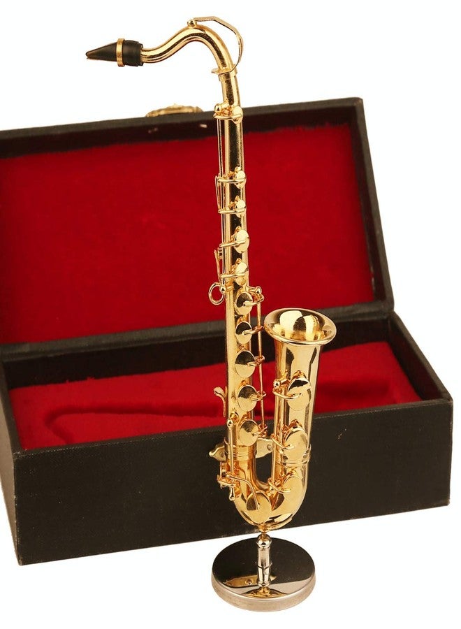 Dselvgvu Miniature Saxophone with Stand and Case Brass Mini Musical Instrument Replica Collectible Figurines Dollhouse Accessories Model Home Decorations Ornaments (Tenor Saxophone, 6.22"x3.07"x1.12") - Image 5