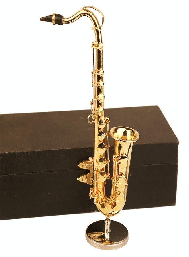 Dselvgvu Miniature Saxophone with Stand and Case Brass Mini Musical Instrument Replica Collectible Figurines Dollhouse Accessories Model Home Decorations Ornaments (Tenor Saxophone, 6.22"x3.07"x1.12") - Image 2