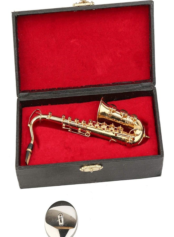 Dselvgvu Miniature Saxophone with Stand and Case Brass Mini Musical Instrument Replica Collectible Figurines Dollhouse Accessories Model Home Decorations Ornaments (Tenor Saxophone, 6.22"x3.07"x1.12") - Image 4