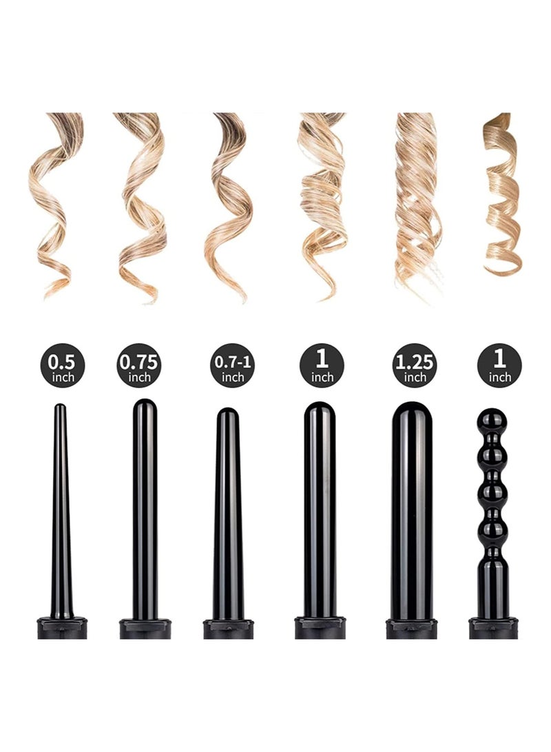 Dubkart 6 in 1 Curling Iron Curing Wand Set with Protective Glove Black - Image 3