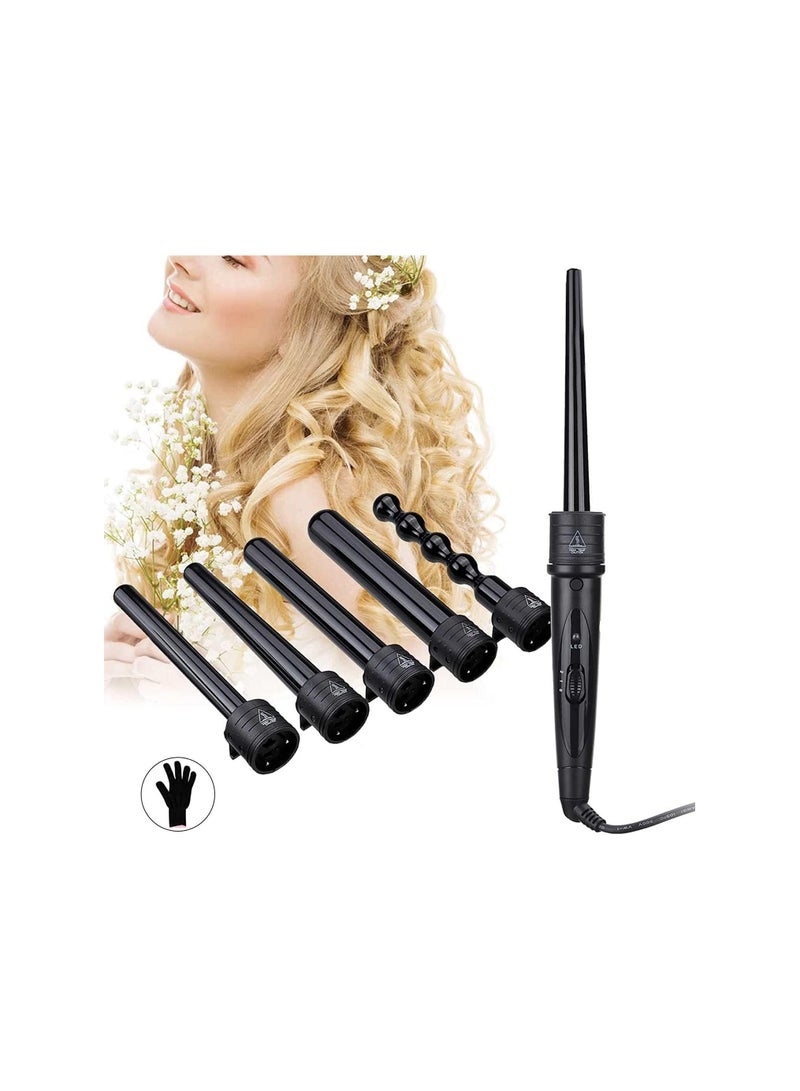 Dubkart 6 in 1 Curling Iron Curing Wand Set with Protective Glove Black - Image 4