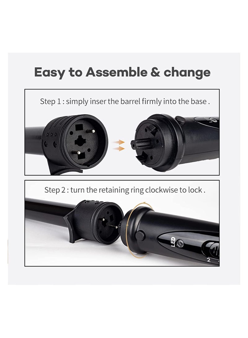 Dubkart 6 in 1 Curling Iron Curing Wand Set with Protective Glove Black - Image 5