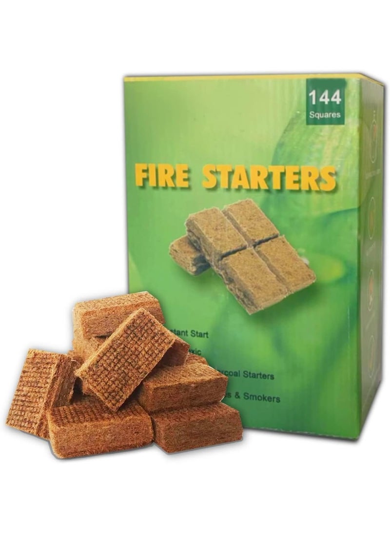 Natural Fire Starters Cubes for Grill Big Green Egg,Fire Charcoal Starter Sticks for BBQ,Fireplace,Smokers,Camping Waterproof Fire Lighter Easy to Ignite(144) - Image 1
