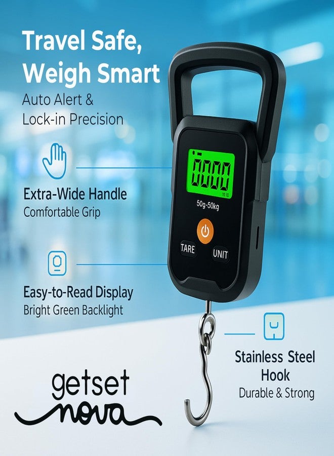 getsetnova Digital Weight Machine for Luggage 50kg | Portable Luggage Weighing Scale for Flights | Luggage Scale Luggage Weight Scale Weighing Scale | High Precision Travel Essentials 1 Year Warranty - Image 3