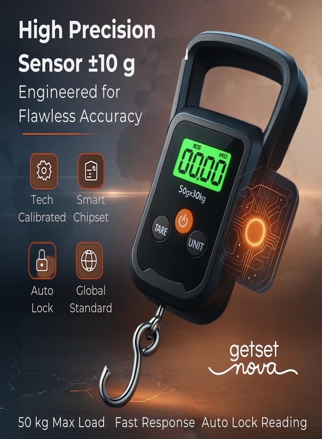getsetnova Digital Weight Machine for Luggage 50kg | Portable Luggage Weighing Scale for Flights | Luggage Scale Luggage Weight Scale Weighing Scale | High Precision Travel Essentials 1 Year Warranty - Image 5