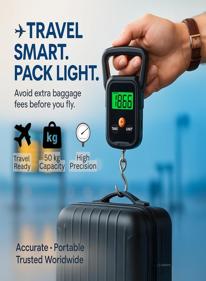 getsetnova Digital Weight Machine for Luggage 50kg | Portable Luggage Weighing Scale for Flights | Luggage Scale Luggage Weight Scale Weighing Scale | High Precision Travel Essentials 1 Year Warranty - Image 2
