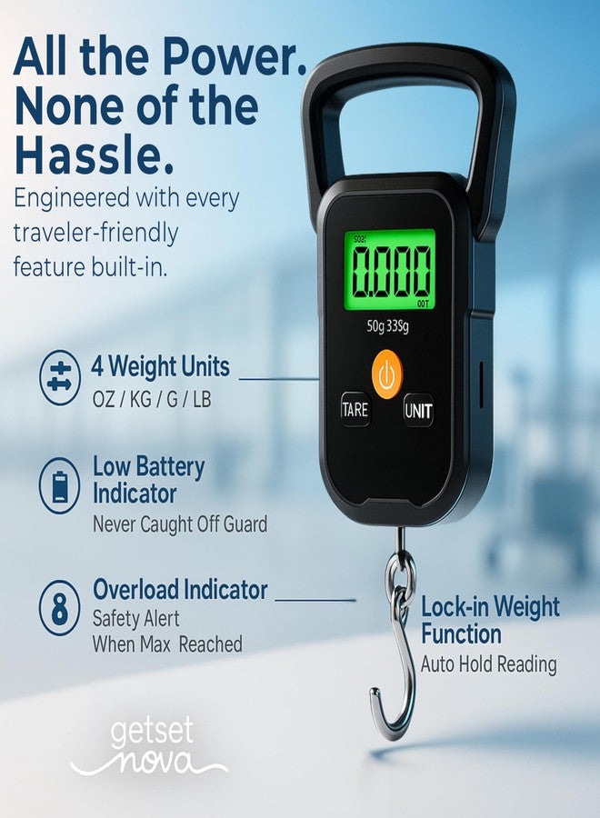getsetnova Digital Weight Machine for Luggage 50kg | Portable Luggage Weighing Scale for Flights | Luggage Scale Luggage Weight Scale Weighing Scale | High Precision Travel Essentials 1 Year Warranty - Image 4