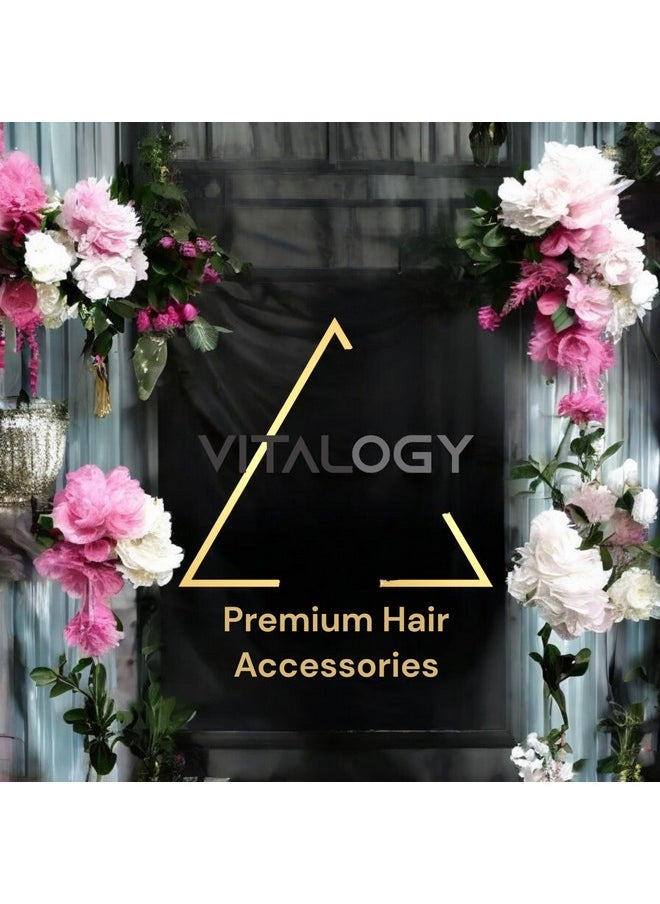 VITALOGY - Hair Accessories For Women Wedding | Tiara Hair Pins For Girls | Juda Bun Accessories | Artificial Flowers For Hair | Hairstyle Decoration Pearl Floral Bride Clips - Silver White (Style 7)  - Image 4