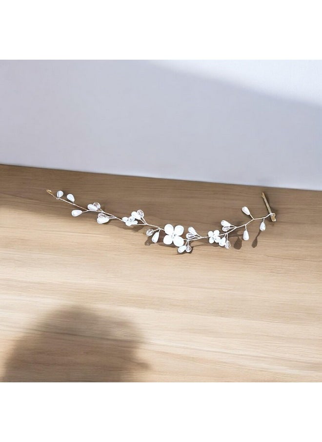 VITALOGY - Hair Accessories For Women Wedding | Tiara Hair Pins For Girls | Juda Bun Accessories | Artificial Flowers For Hair | Hairstyle Decoration Pearl Floral Bride Clips - Silver White (Style 7)  - Image 2