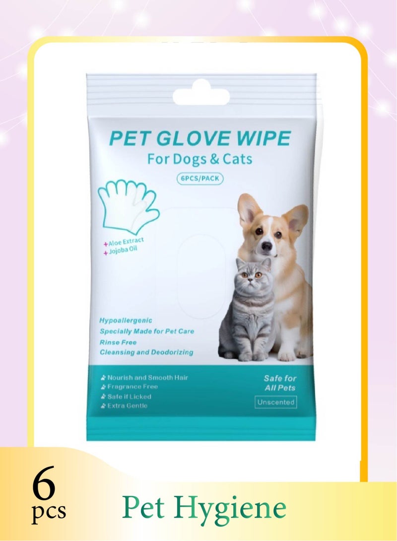 Generic Deodorizing Pet Cleaning Gloves - No Rinse Waterless Wash for Dogs & Cats | Instant Odor Removal | Travel-Friendly Wipes | Safe for Paws, Ears, Fur | Moisturizing & Gentle | 6 Pairs (6PCS)  - Image 1