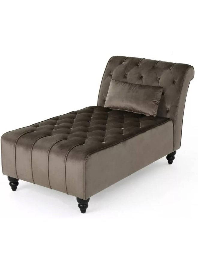Generic Poppins HOME New Modern Tufted Velvet Chaise Lounge Royal Design With Pillow (Bronze)  - Image 1