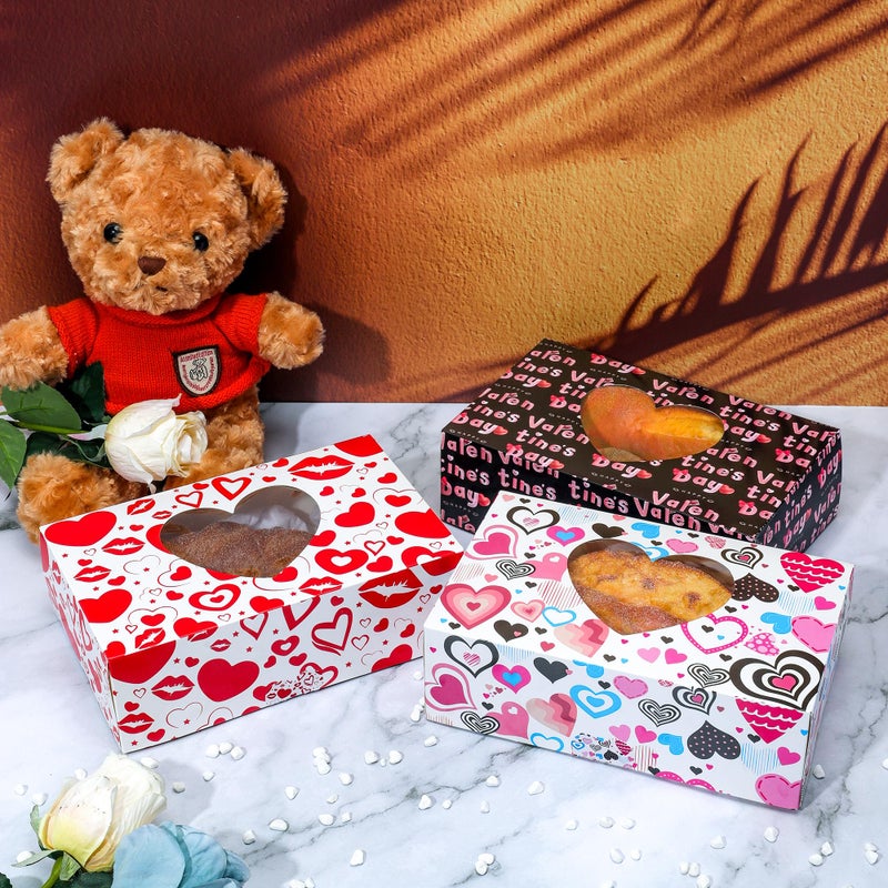 GITMIWS 24 Pack Valentine's Day Treat Boxes with Heart Window, 8.7 x 5.5 x 2.76 Inches Valentine Heart Cookie Boxes, Valentines Day Candy Goody Container Boxes with Love Sticker for Valentines Day - Image 4