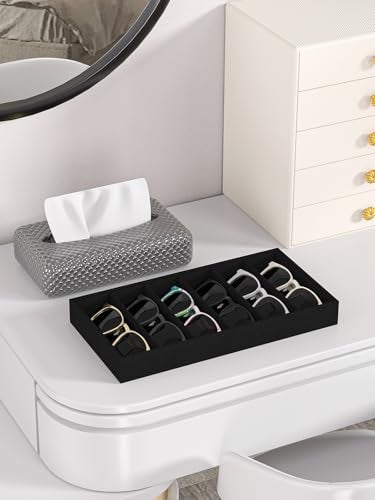 Ausalivan Sunglass Organizer Tray,Eyeglass Storage for Multiple Glasses,Jewelry and Sunglasses Drawer Organizer (Black 1) - Image 2