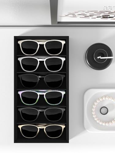 Ausalivan Sunglass Organizer Tray,Eyeglass Storage for Multiple Glasses,Jewelry and Sunglasses Drawer Organizer (Black 1) - Image 3
