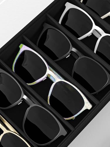 Ausalivan Sunglass Organizer Tray,Eyeglass Storage for Multiple Glasses,Jewelry and Sunglasses Drawer Organizer (Black 1) - Image 4