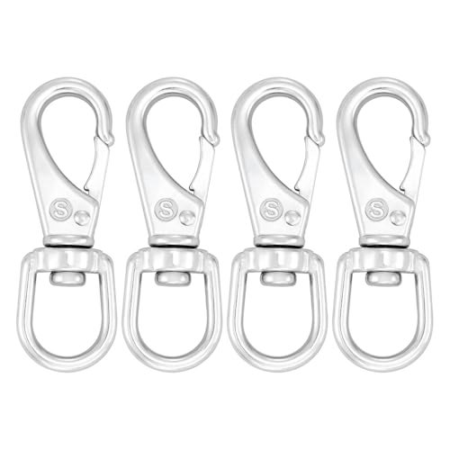 Shonan.Systems SHONAN Stainless Steel Flag Clips for Flagpole Rope- 4 Pack 3.5 Inch Swivel Snap Hook Flag Pole Clips, Diving Clips Spring Hooks for Dog leashes, Keychains, Boat Ropes, Bird Feeders - Image 1