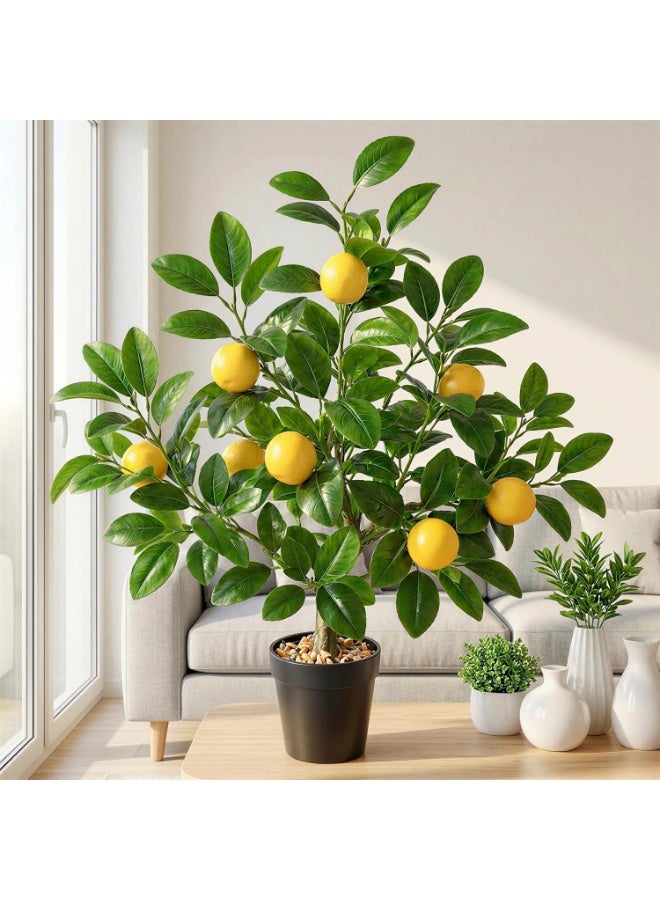 LATIFA 52cm Artificial Lemon Tree with Fake Yellow Lemons and Realistic Leaves in Plastic Pot for Home Decor - Image 3