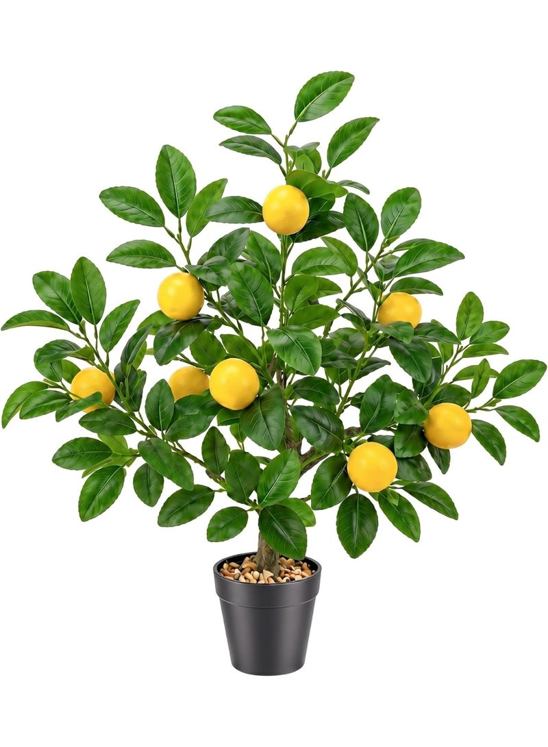 LATIFA 52cm Artificial Lemon Tree with Fake Yellow Lemons and Realistic Leaves in Plastic Pot for Home Decor - Image 1