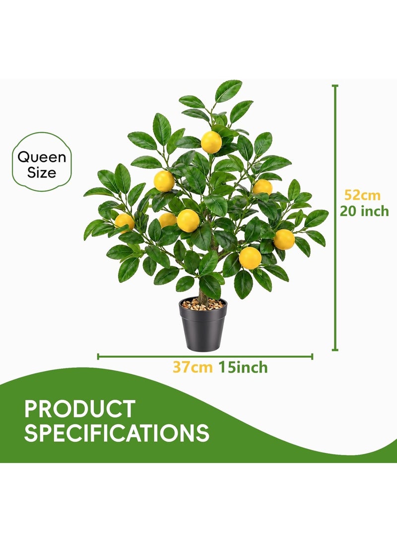 LATIFA 52cm Artificial Lemon Tree with Fake Yellow Lemons and Realistic Leaves in Plastic Pot for Home Decor - Image 2