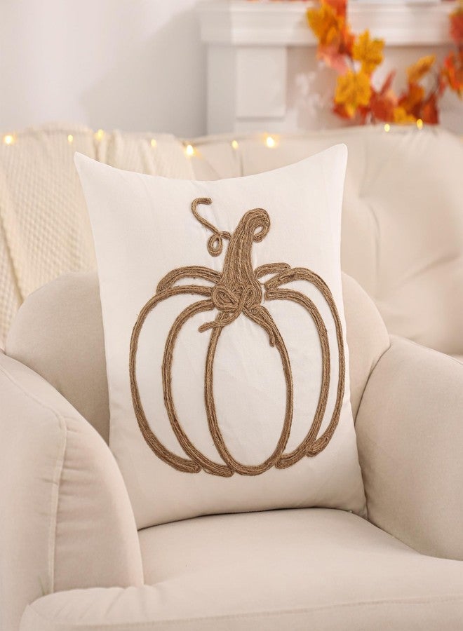 LUOYEHK Halloween Pillow Covers 18x18 Set of 2 Vine Pumpkin Rope Embroidered Throw Pillow Covers Farmhouse Thanksgiving Home Decor Cushion Covers for Couch Sofa Bed - Image 4