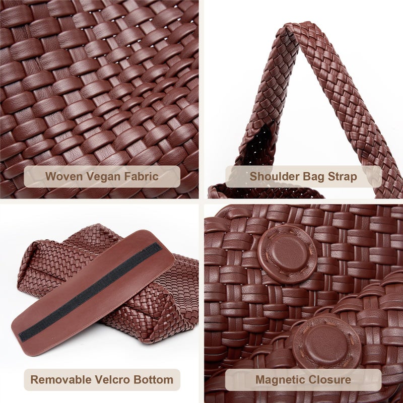 MELOLILA Large Woven Tote Bag for Women Weave Purse Woven Leather Handbag - Image 4