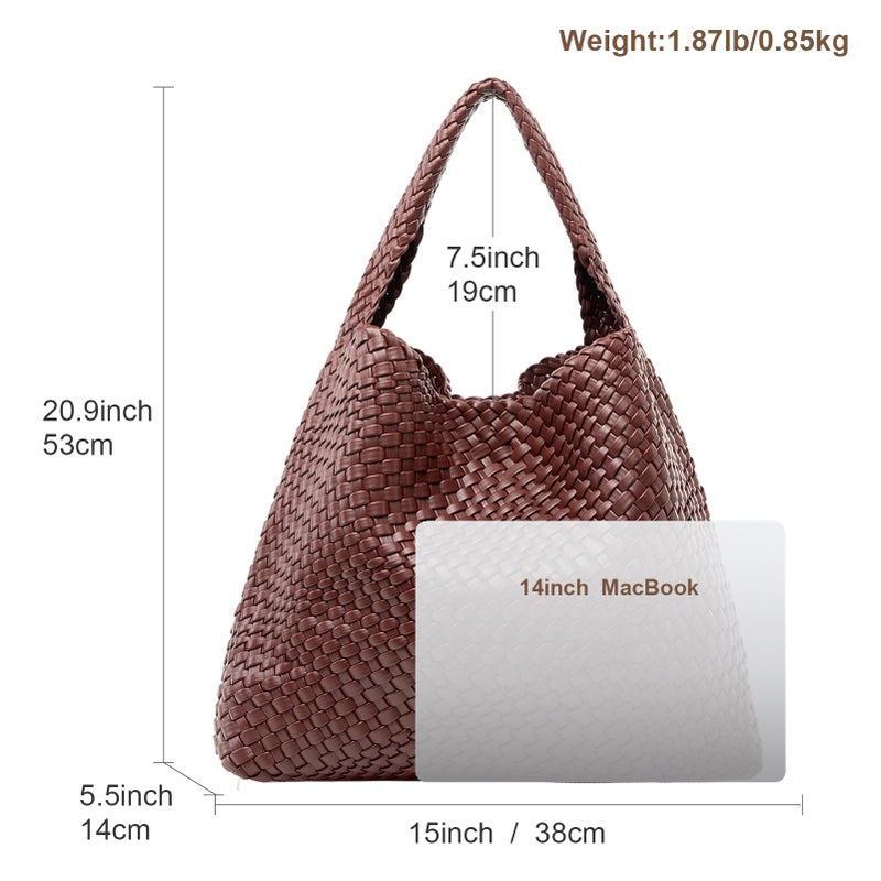 MELOLILA Large Woven Tote Bag for Women Weave Purse Woven Leather Handbag - Image 5
