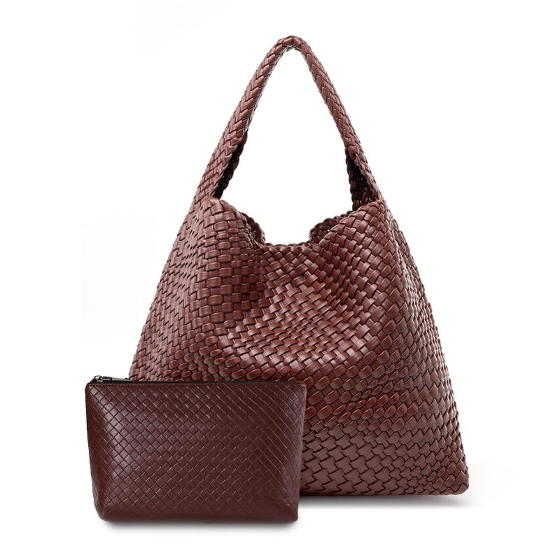 MELOLILA Large Woven Tote Bag for Women Weave Purse Woven Leather Handbag - Image 1