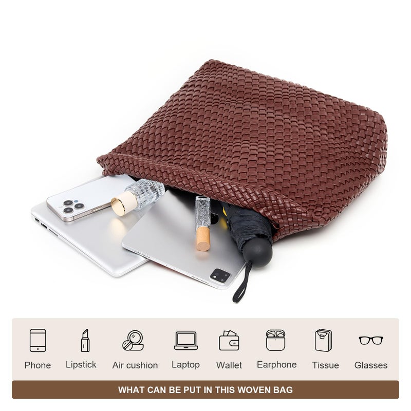 MELOLILA Large Woven Tote Bag for Women Weave Purse Woven Leather Handbag - Image 3