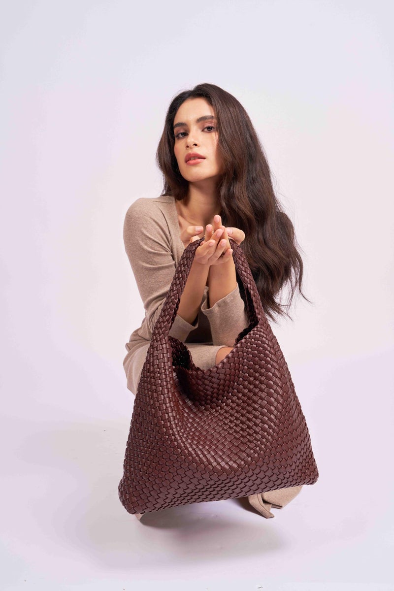 MELOLILA Large Woven Tote Bag for Women Weave Purse Woven Leather Handbag - Image 2