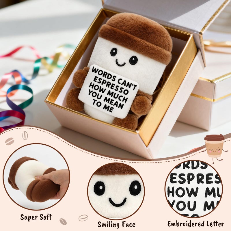 Jettryran Emotional Positive Support Latte Christmas Birthday Gifts for Women Men Gag White Elephnat Gifts for Adults Farewell Gift for Coworkers Unique Appreciation Gift Basket Plush Coffee Mugs Coffee Lover - Image 3