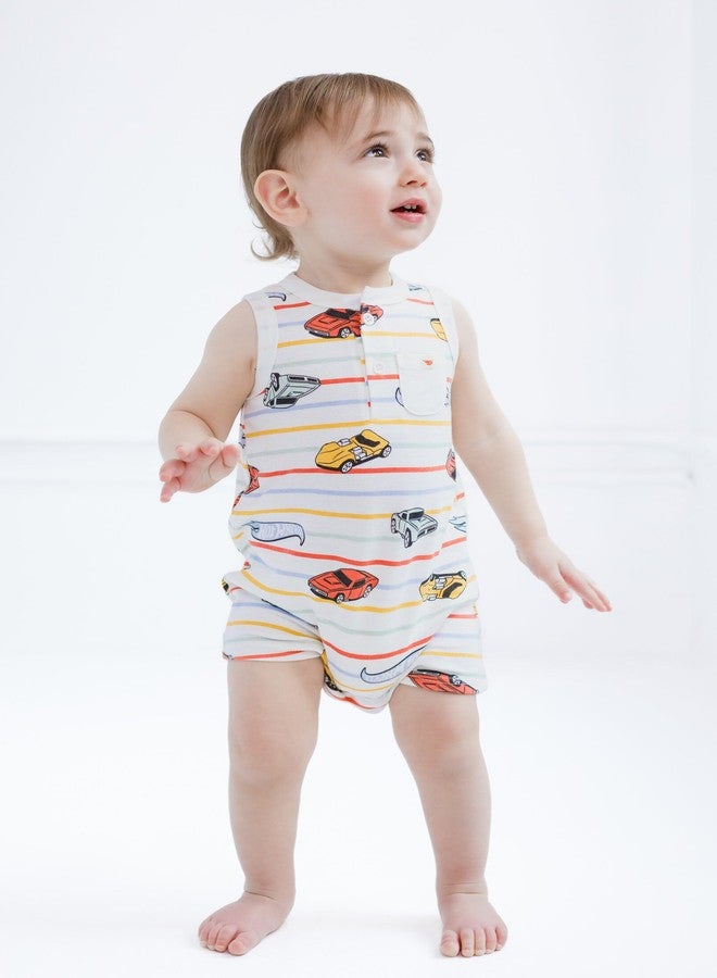 Hot Wheels Infant Baby Boys 2 Pack Rompers Beige 24 Months - Image 2