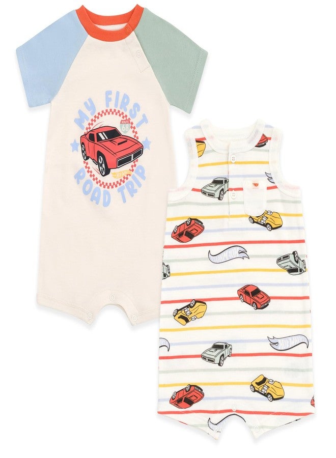 Hot Wheels Infant Baby Boys 2 Pack Rompers Beige 24 Months - Image 1