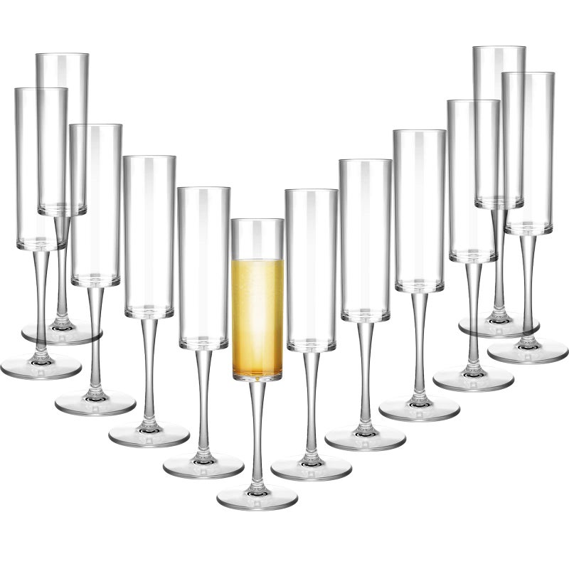Lauwell Champagne Flutes Goblets Plastic Acrylic Wine Toasting Goblets Crystal Disposable Cocktail Cups Drinkware Reusable For Christmas Party Wedding Birthday AnniversaryClear12 Pieces