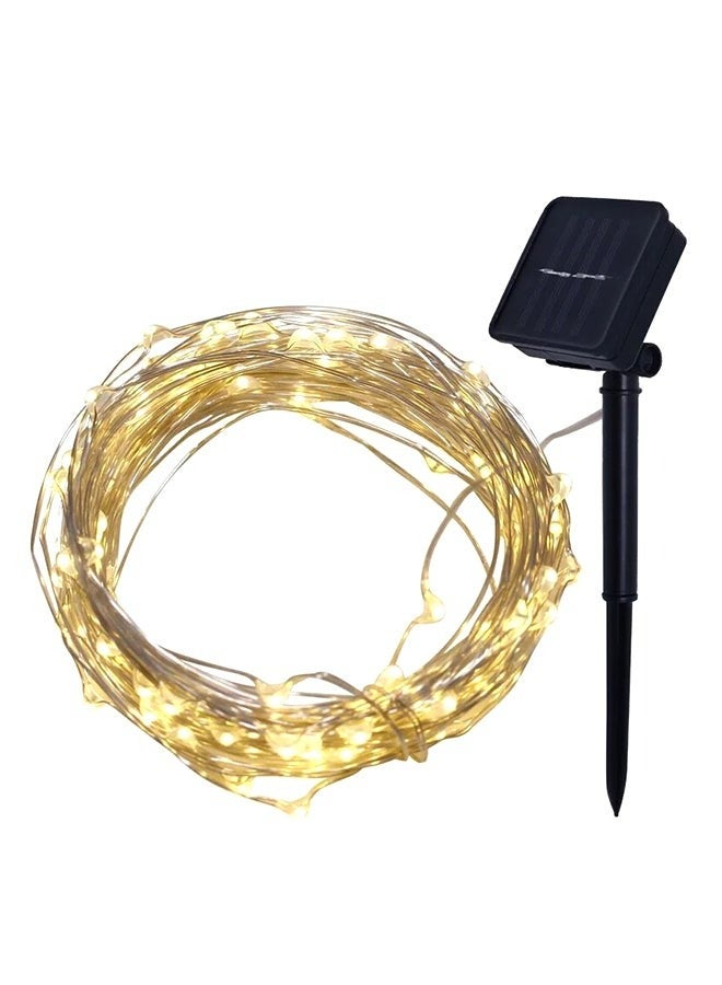 RollsTimi  LED Solar Outdoor String Lights Yellow 10 Meter - Image 1