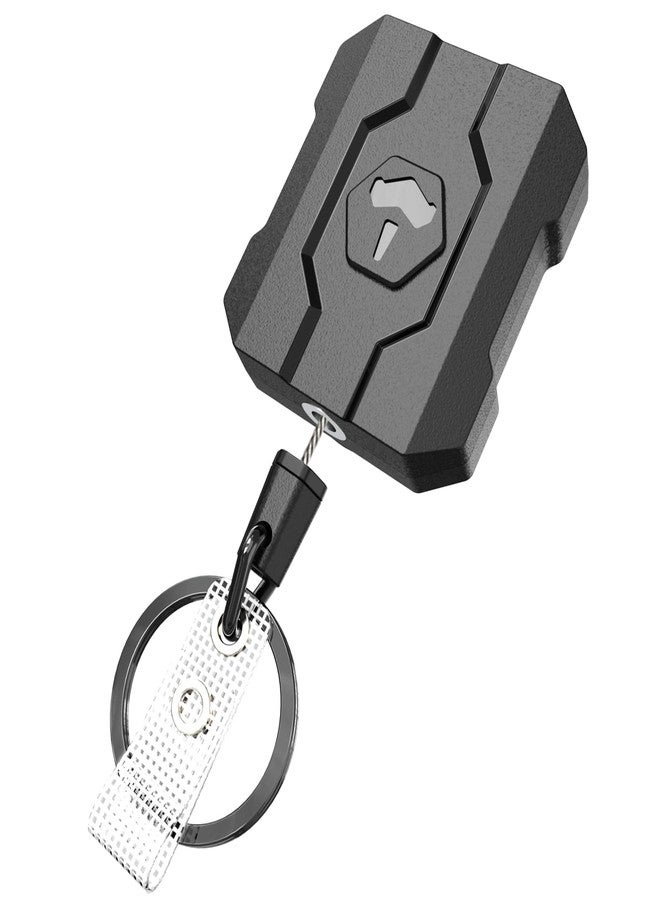 VYNCS Retractable Badge Holder Reel,Heavy Duty Carabiner Keychain,Retractable Tactical ID Badge Holder,Retractable Badge Holder with 31.5in Retractable Steel Cord and Key Ring,10 oz,Black-1 Pack - Image 1