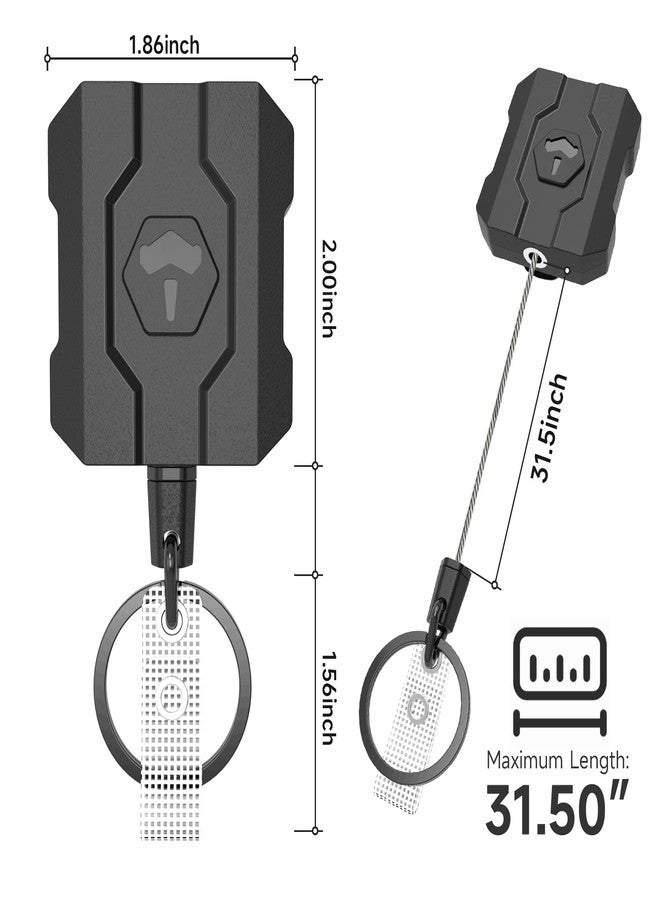 VYNCS Retractable Badge Holder Reel,Heavy Duty Carabiner Keychain,Retractable Tactical ID Badge Holder,Retractable Badge Holder with 31.5in Retractable Steel Cord and Key Ring,10 oz,Black-1 Pack - Image 4