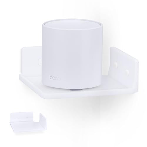 Brainwavz 6.5" Corner Shelf Mount for Speakers, Cameras, Baby Monitors, Plants, Books Electronics, Collectibles & More, Adhesive & Screw in Floating Shelves (White) - Image 1