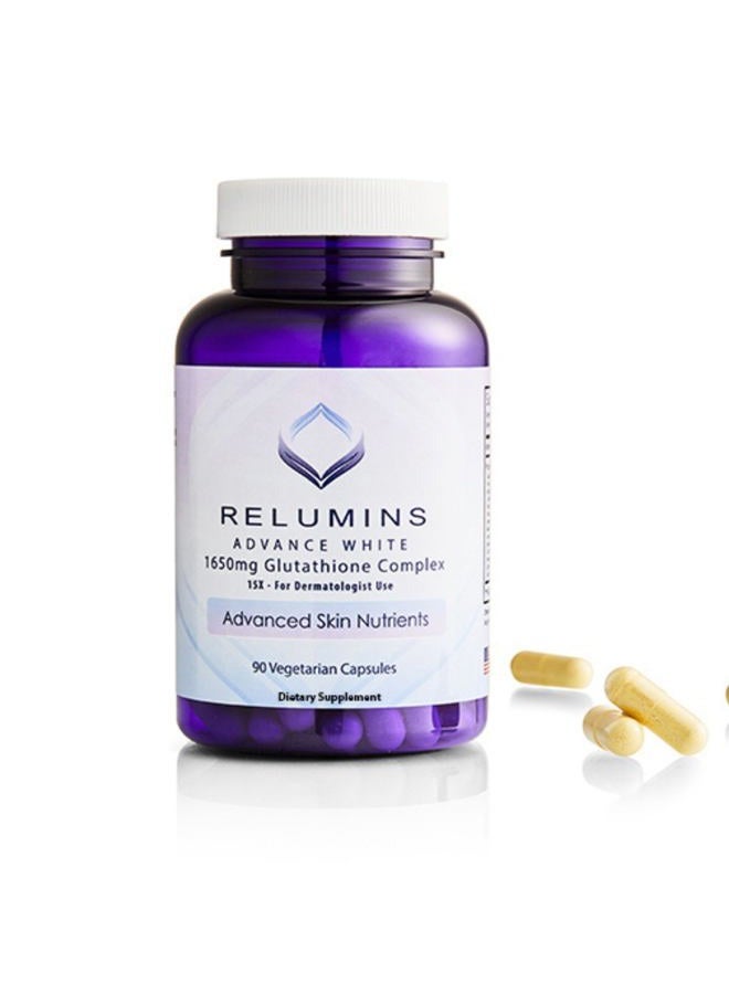 RELUMINS Glutathione Supplement - 1650mg Reduced Glutathione Complex with Alpha Lipoic Acid, Rose HIPS, Riboflavin, & Vitamin E - 90 Veggie Capsules x 1 Bottle - Proprietary Blend - Image 2