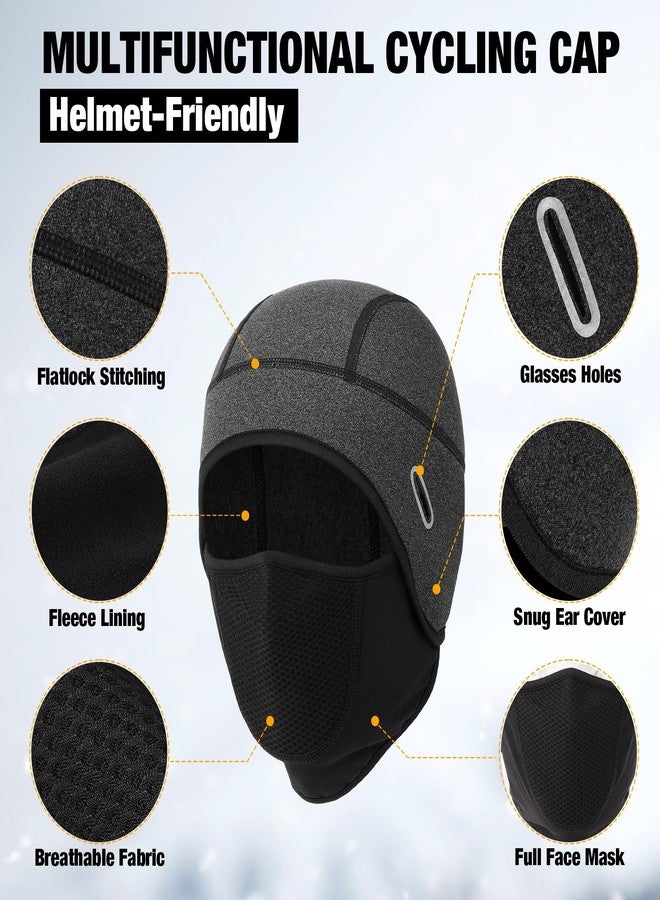 MELASA Thermal Skull Cap Helmet Liner Hat with Face Cover, Balaclava Face Mask with Glasses Holes for Cycling Motorcycle Ski Construction Worker(Dark Grey) - Image 5