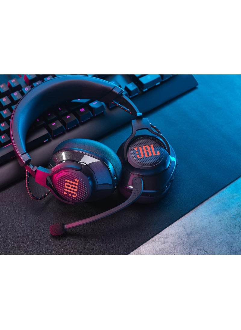 JBL - JBL Quantum 610 Wireless  Wireless OverEar Gaming Headset JBL QuantumSURROUND 24GHz Wireless 40 Hours of Wireless Battery Life GameChat dial flipup Boom Microphone Black - Image 1
