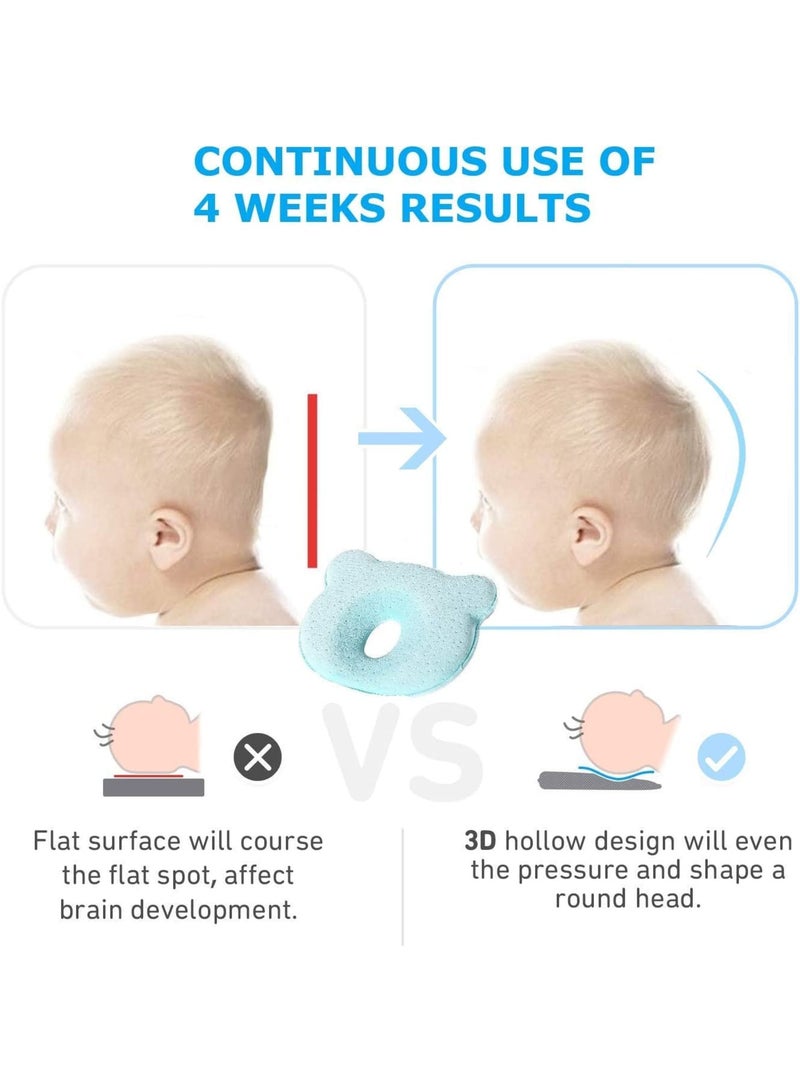Baby Head Shaping Pillow, Baby Pillow, Soft and Cozy Baby Head Pillow for Sleeping, Memory Foam and Organic Cotton Cover, Neck Support, Baby Pillow Breathable Set for Infants & Toddlers (Blue)  - Image 4