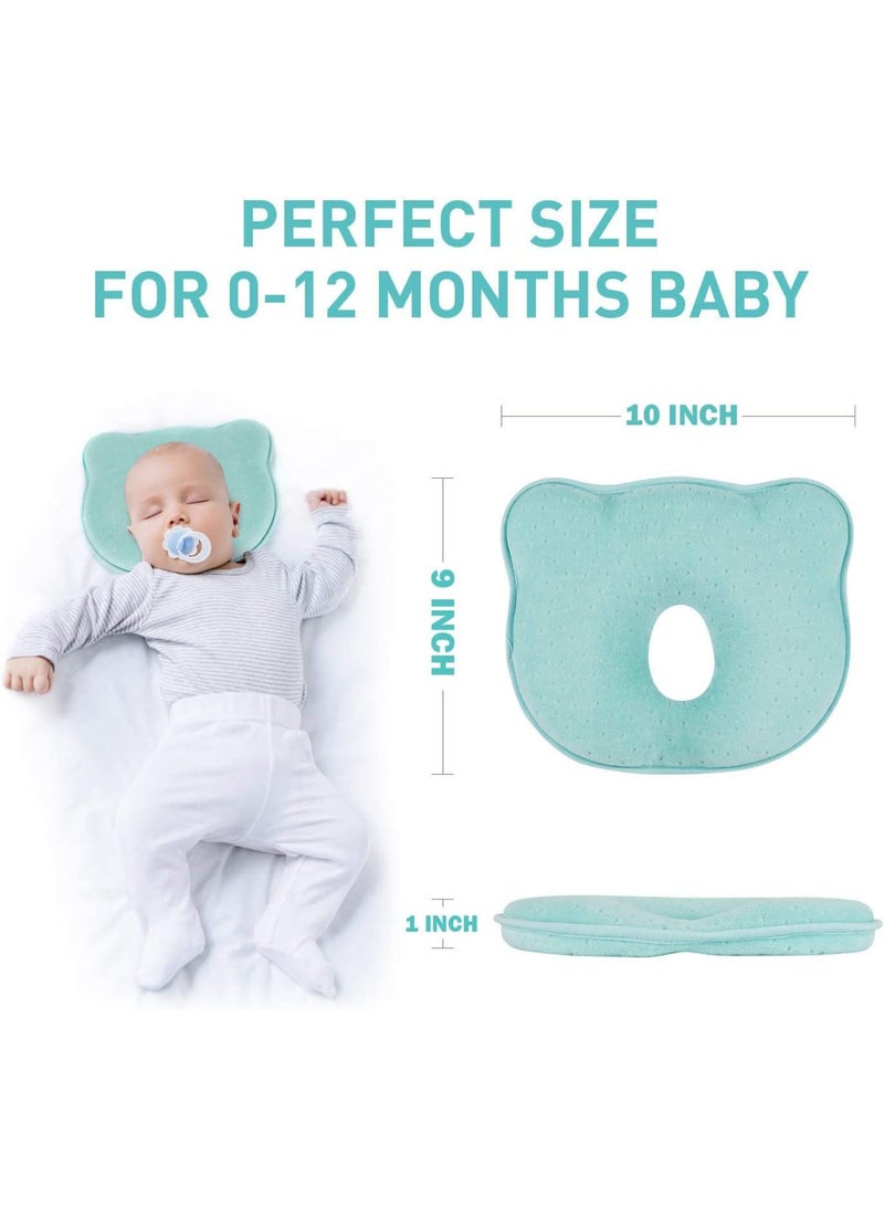 Baby Head Shaping Pillow, Baby Pillow, Soft and Cozy Baby Head Pillow for Sleeping, Memory Foam and Organic Cotton Cover, Neck Support, Baby Pillow Breathable Set for Infants & Toddlers (Blue)  - Image 5