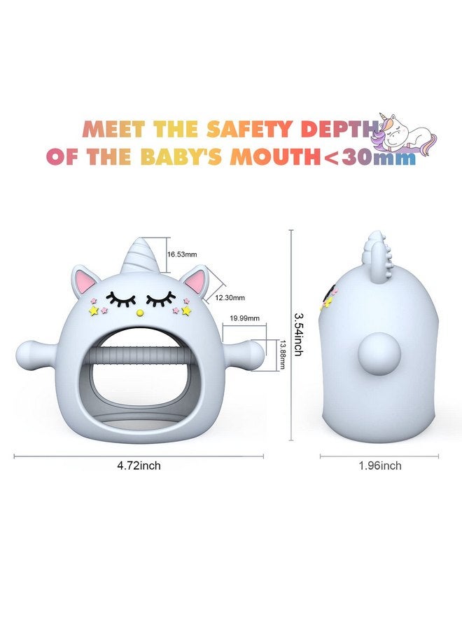 Tinabless Teething Toys for Babies 0-6 Months, Tinabless Unicorn Never Drop Silicone Teether for Babies 6-12 Months, Hand Pacifier for Breast Feeding Babies, Baby Chew Toys Freezer Safe for Newborn, Blue - Image 3