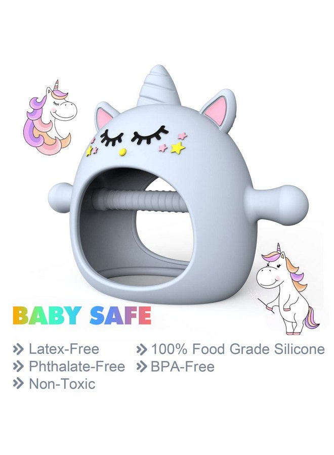 Tinabless Teething Toys for Babies 0-6 Months, Tinabless Unicorn Never Drop Silicone Teether for Babies 6-12 Months, Hand Pacifier for Breast Feeding Babies, Baby Chew Toys Freezer Safe for Newborn, Blue - Image 2