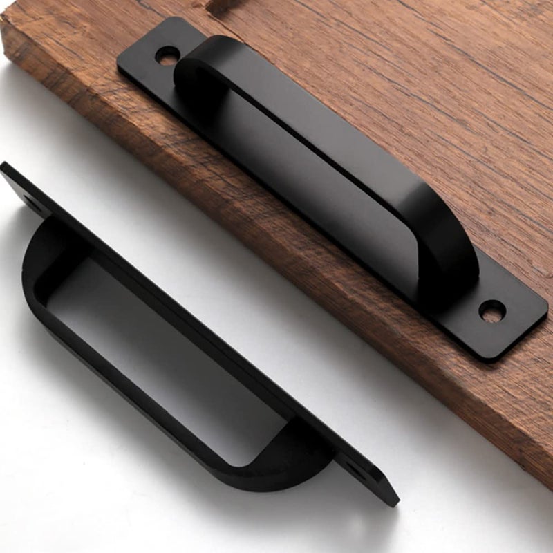 Westablize 12 Pack 5 Inch 128 mm Matte Black Square Cabinet Handles with Base Plate Aluminum Cabinet Pulls Drawer Pulls Sliding Door Pulls Black Cabinet Handles - Image 1