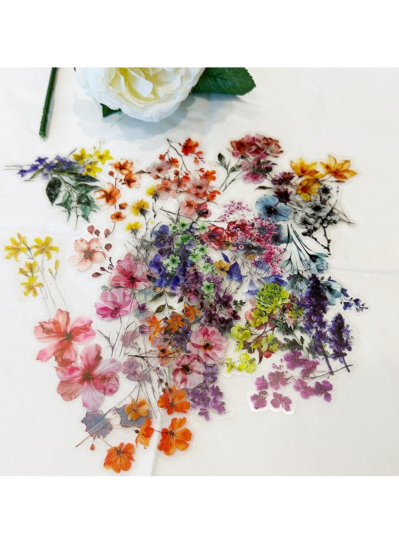 ORAINBOW 50 Pieces Natural Flower Stickers for Scrapbooking Transparent PET Self-Adhesive Scrapbooking Stickers Supplies Journal Stocking Stuffers for Adult Card Making Letters DIY - Image 4